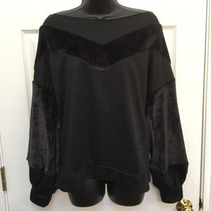 Off The Shoulder Furry Black Sweater